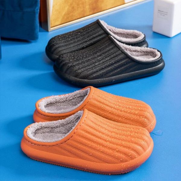 Terlik Kış Sıcak Erkek Ayakkabı Su Geçirmez Adam Kaymaz Peluş Pamuk Kapalı Açık Rahat Ev Sonbahar Kalın Alt Topuk