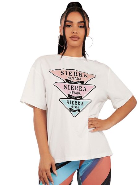 

sxy letter graphic drop shoulder tee q0r5#, White