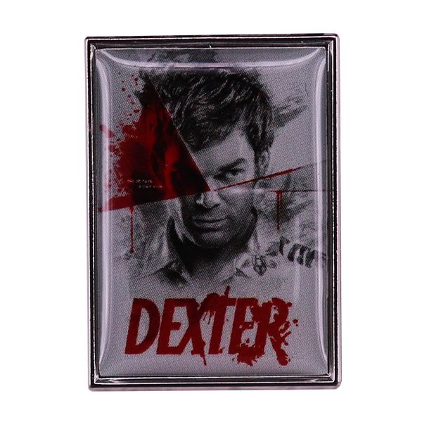 

dexter-tv series poster art badge crime horror series inspired brooch, Blue