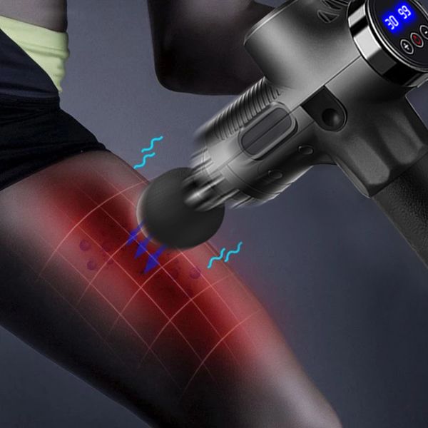 

lcd display electric massage gun 30-speed deep tissue percussion muscle massager body relaxation pain relief shaping massage gun perfections