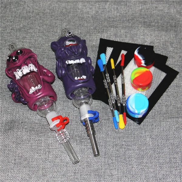 Accessori per fumatori Narghilè Mini nettare Kit Dab Oil Rigs Tubi Pyrex Glass Pipe 14mm Joint Titanium Nail Straw rig