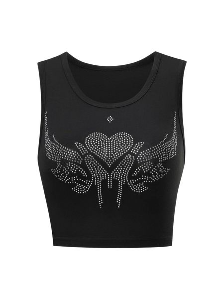 

graphic rhinestone tank g2ne#, White