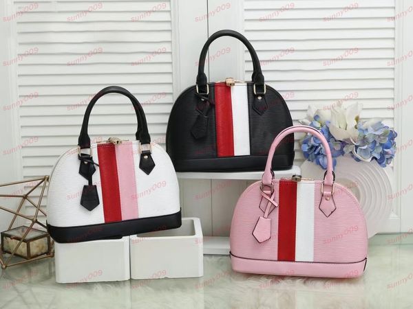 

tote bags light luxury design new women handbags flower stripes multiple colors stitching totes double zipper with lock