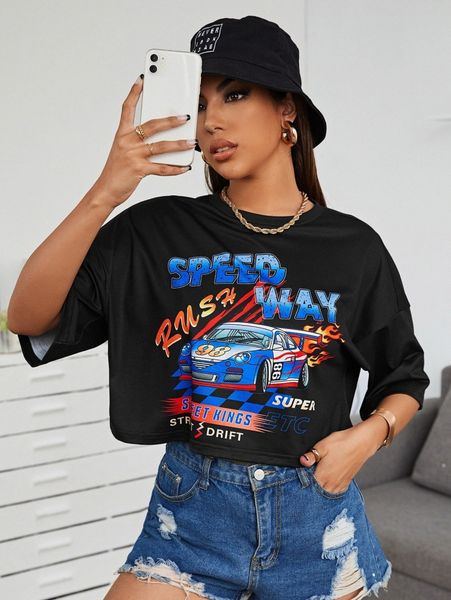 

letter and car print h1yy#, White