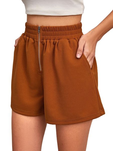 

solid slant pocket zipper fly shorts s8nr#, White;black