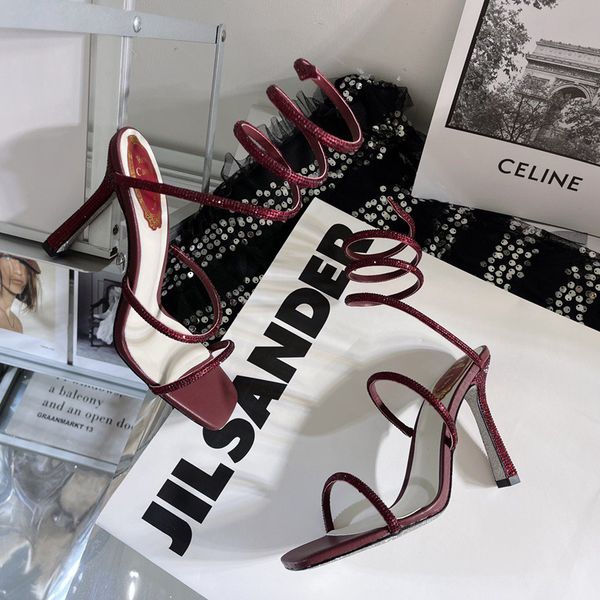 

embellished caovilla cleo rene rhinestones strass stiletto heels sandals evening shoes women high heeled luxury designers ankle wraparound a, Black
