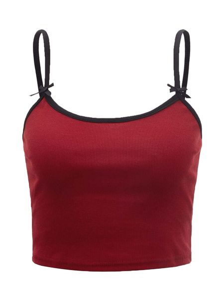 

romwe punk rock contrast binding cami b8av#, White
