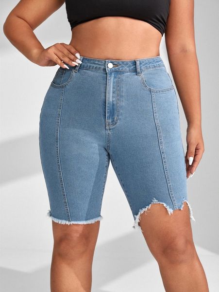 

plus raw hem skinny denim shorts c6qz#, White;black