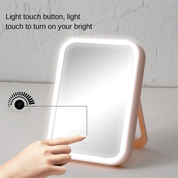 Maquiagem espelho de carregamento Tabela dobrável LED portátil com luz 220509