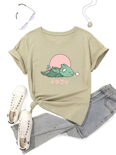 

japanese character and cartoon graphic tee o8bd#, White