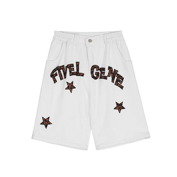 

pants leopard letter embroidery elastic waist summer shorts for men and women pockets baggy, Black