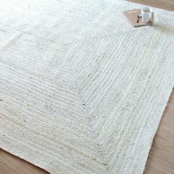 Tapete de tapetes 100% de juta natural de juta natural tapete branco look rústico moderno área rugcarpets