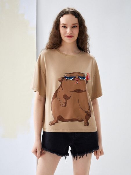 

x friederike hantel drop shoulder cartoon graphic tee v2tr#, White