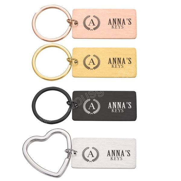 

customizable keychain with personalized name letter heart original key ring gift for family lover women key chain accessories, Slivery;golden