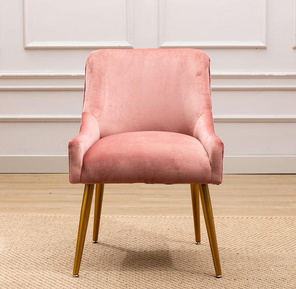

modern velvet wide accent chair side chair with swoop arm metal legs for club bedroom living room meeting room office study, rosewood