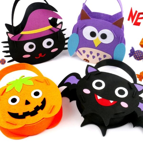 Cartoon Halloween Süßigkeiten Tasche Kinder Tragen Kürbis Kekse Zucker Tasche Kindergarten Handgemachte DIY Material Tragbare Geschenk Korb