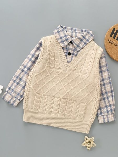 

toddler boys plaid panel 2 in 1 sweater she, Blue