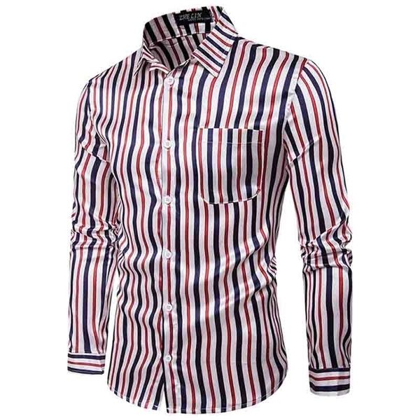 

men's shirts night club shirt type personal bright face vertical stripe hundred sets men's leisure collar long sleeve shirts, White;black