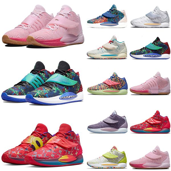 

2022 kd 14 aunt pearl kids basketball shoe ron english 2 ky men women regal pink orange chalk hyper pink sneakers sports shoes