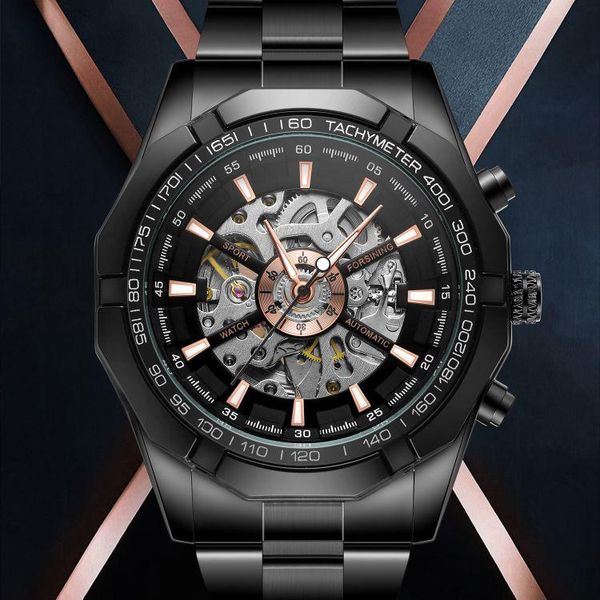 Armbanduhren Forsining Mechanische Uhr Männer Goldene Automatische Skeleton Uhren Wasserdicht Leuchtende Mann Armbanduhr RelogioArmbanduhren
