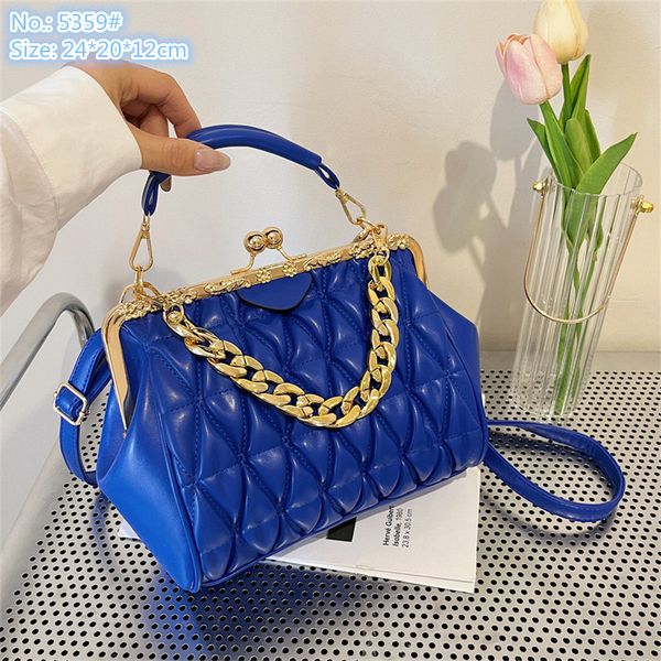 

Wholesale ladies leathers shoulder bags candy-colored sweet fashion handbag trend sewing plaid shell bag solid color pleated leather mobile phone coin purse, Fuchsia-5359#