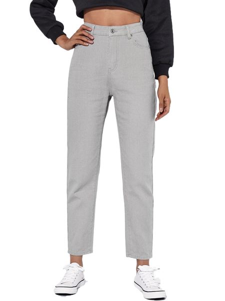 

high waist mom cropped jeans z6lk#, Blue