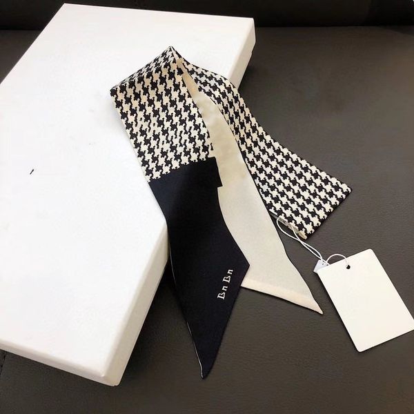 

luxury brand women's fashion scarves designer headband classic handbag scarf silk material size 8*120cm, Blue;gray