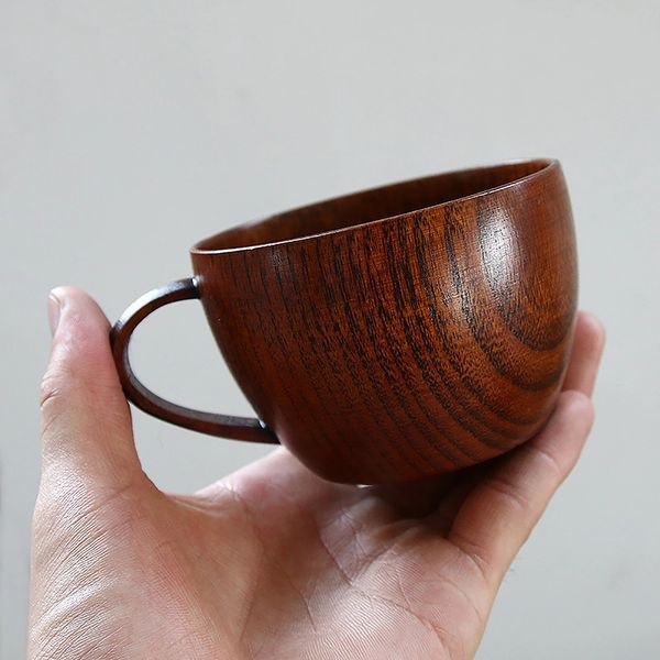 Tassen Tragbare Holz Tee Kaffee Saft Milch Wasser Griff Tasse Bar Küche Trinken Becher Inventar Großhandel