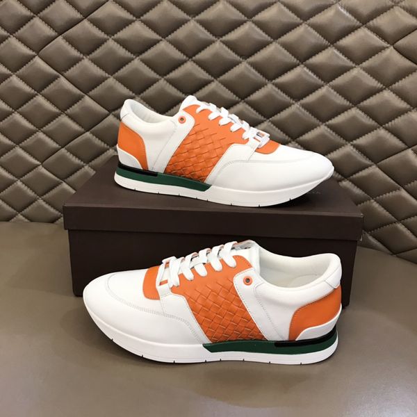 

[originals box] luxurious dress shoes men flat bottoms running sneakers trendy low leather weaving breathable lightweight comfy fitness casu, Black