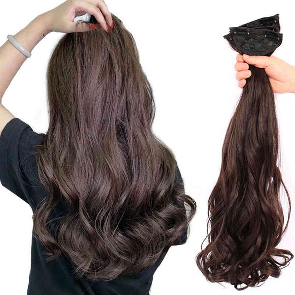 

wig female curly long receiving high temperature silk three piece net red invisible hair patch, Golden;white