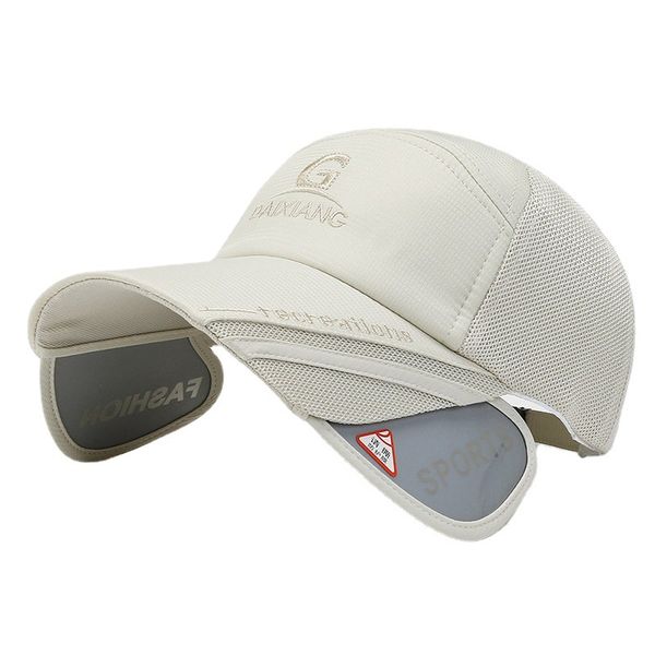 

widened retractable brim baseball cap embroidered sports sunscreen breathable fishing cap summer outdoor shade hats, Blue;gray