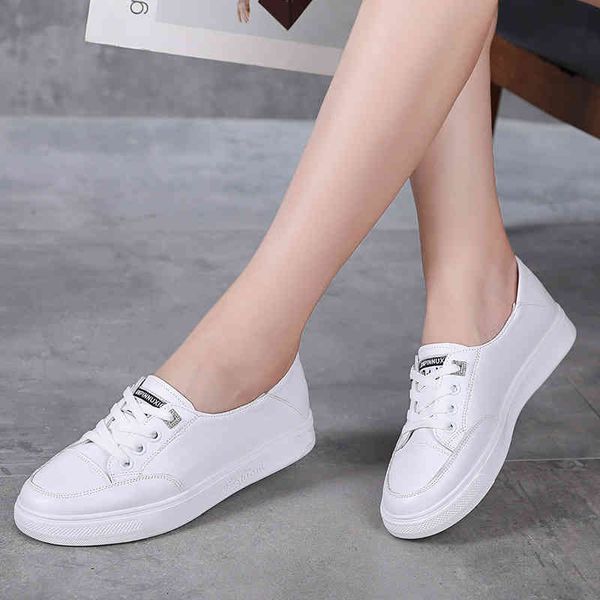 

dress shoes leather thick soled small white shoes are versatile and thin in autumn. flat casual women's single soft 46gi, Black