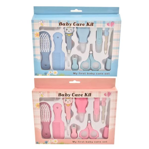 

10 10pcs/set neonatal nail care kit sets of aspirator hair comb scissors brush and polish baby heathy set