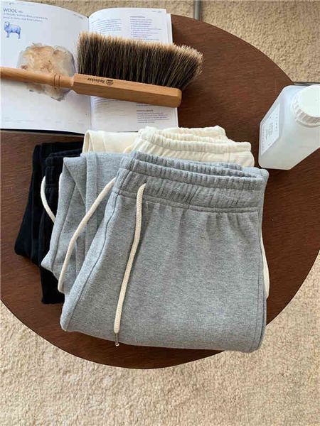 

women's pants capris autumn south korea dongdamen simple solid color high waist loose legged sports pants women's a4mf, Black;white