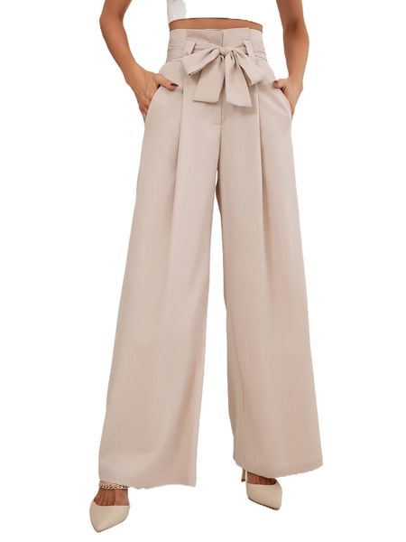 

high waist belted wide leg tailored pants x8pv#, White;black