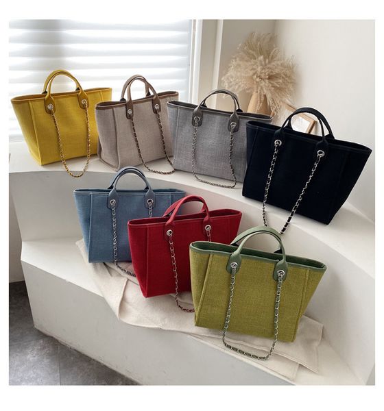 

designer bags large women's 2022 new fashion simple canvas tote capacity korean casual portable shoulder