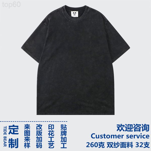

men's t-shirts designer small batch washing used 260 grams of double yarn cotton 32 round neck class clothes team construction games t-, White;black