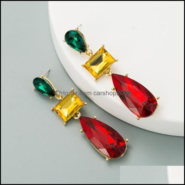 Brincos de lustres de lustres de j￳ias colorf Reth stromestone Declara￧￣o geom￩trica Big Acess￳rios g￳ticos para mulheres Crystal Luxury Wedding Gift Drop