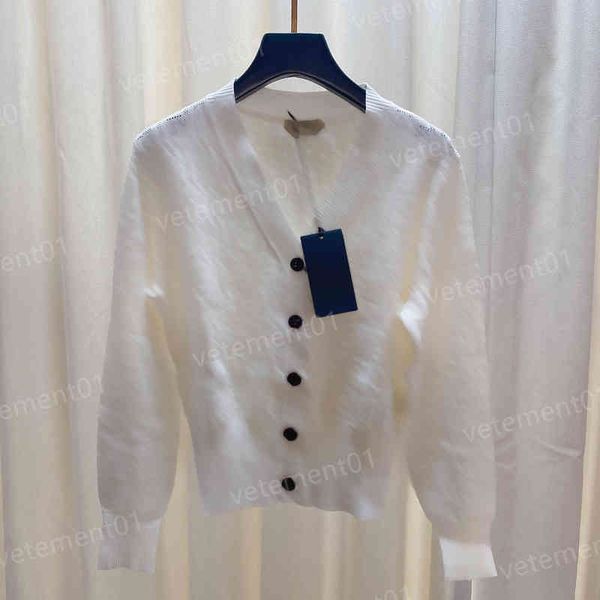 

luxury women sweater fashion cutout design all over logo ribbed cuff cardigan knit jacket brand designer womens sweaters, White;black