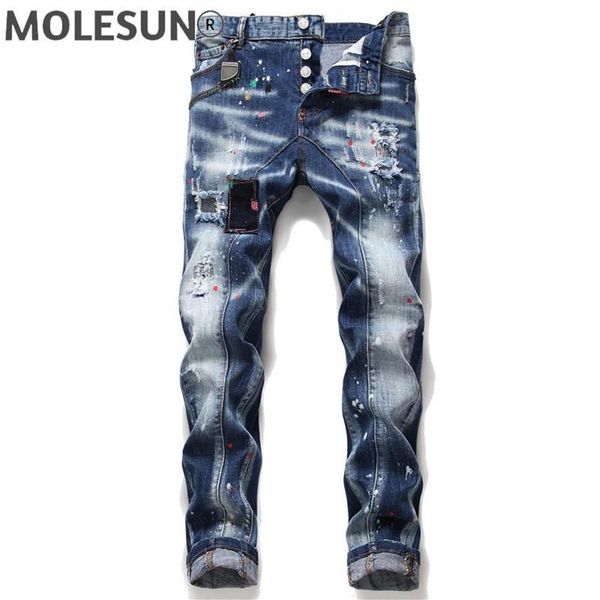 

men's jeans european italy brand men slim pants mens denim2421, Blue