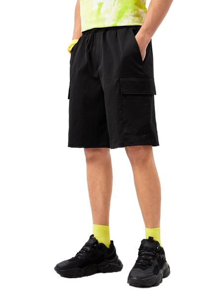 

men drawstring waist flap pocket cargo shorts g2nu#, White;black