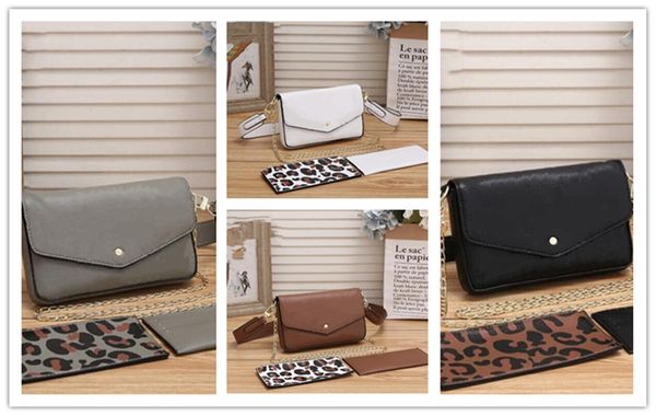 

designer handbag purse women pochette felicie shoulder bag 3pcs/set leopard print embossed leather clutch crossbody messenger bags chain pou
