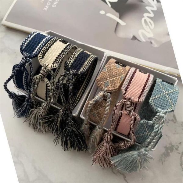 

new 2021 designer bracelets jewelry women men bracelets fashion braided tassel bangles 34 style embroidered lovers br2061, Golden;silver