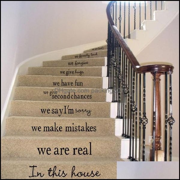 Andere dekorative Aufkleber Home Decor Garten Treppe Haus Re Love sind Familie in diesem Wandtastkasalbuchbuchstaben Zitate Wohnzimmer Drop