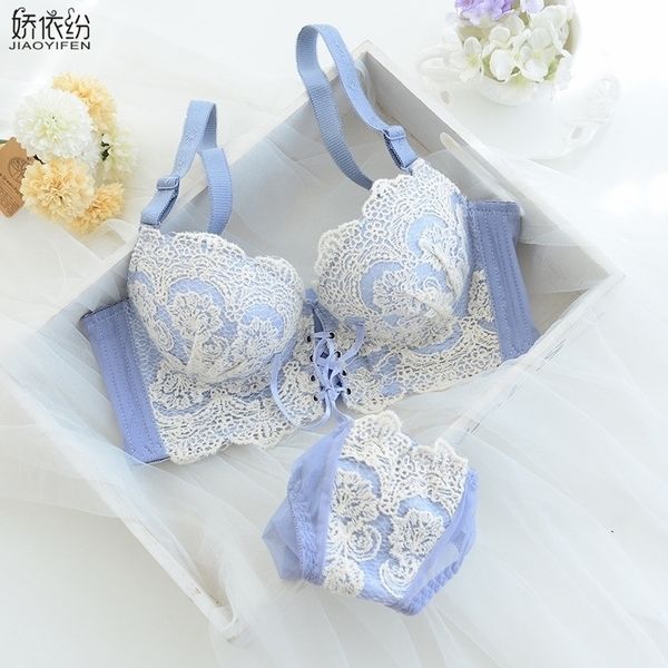 

jyf brand lace women straps bra underwear set fine embroidery elegant brassiere super gather push up bra set japan y200115, Red;black