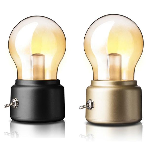 Night Lights Vintage LED Bulb Light Retro USB 5V Eye Protection Lamp Rechargeable Metal Bedside Lamps Desk For Home Office Lampki