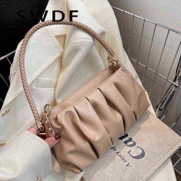 Pequenos bolsas de pele de couro PU Pequeno 2022 Primavera Fshão Luxo Marca Designer Mulher Shopper Bolsas Ombro Crossbody Bag X220331