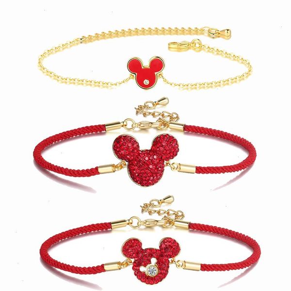 

korean fashion adjustable cute strands mouse woman bracelets luxury charms cubic zirconia bracelet accessories for wedding jewelry, Black