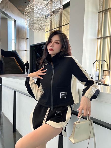 

two piece dress designer 2022 f family spring and summer new double letter webbing color contrast design functional style high waist st coll, White