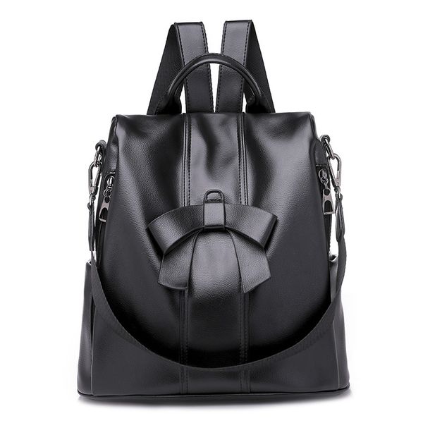 

new fashion school bags sweet female ins bowknot cute elegance backpack soft leather student casual backpack